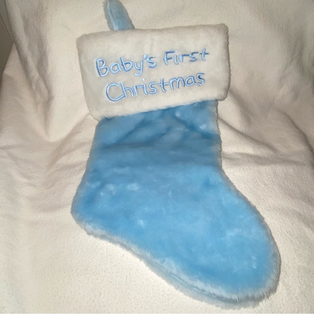 Baby's First Christmas blue Christmas Stocking